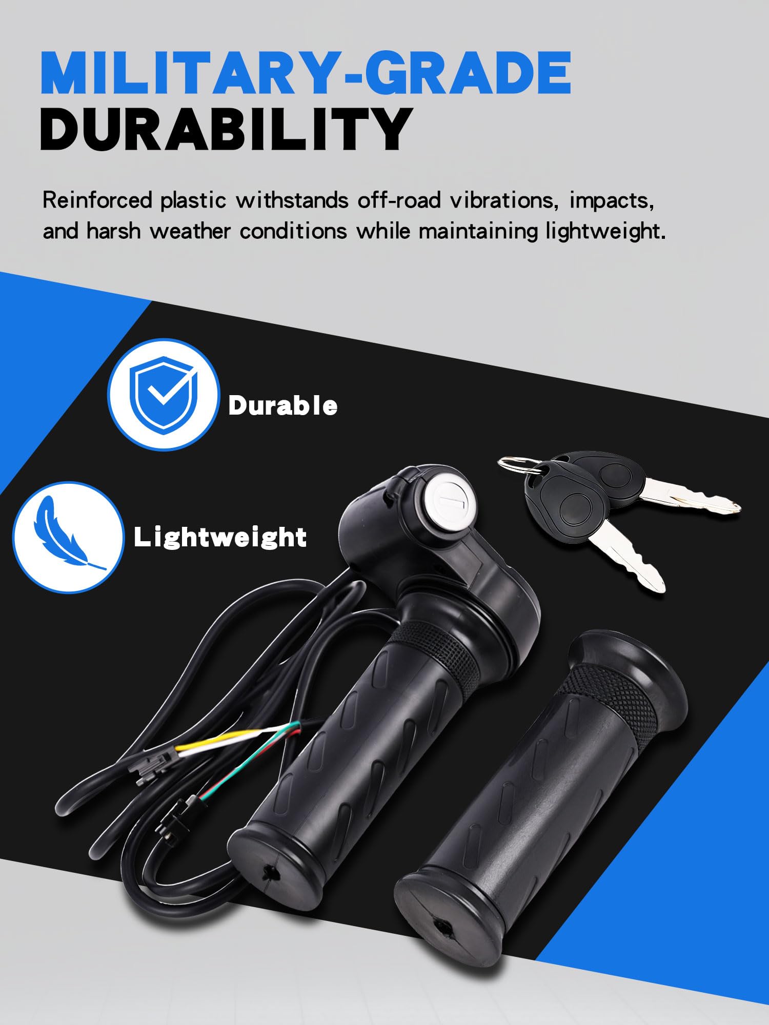 IUVWISN ergonomic soft-grip throttle design for reduced fatigue.