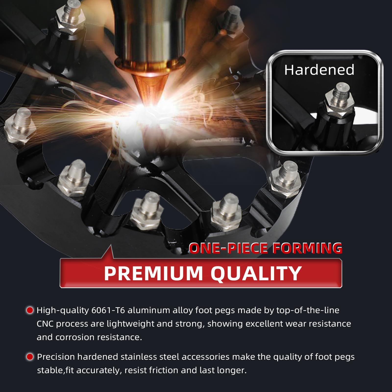 IUVWISN TW200 foot pegs with anodized surface for color and wear resistance.