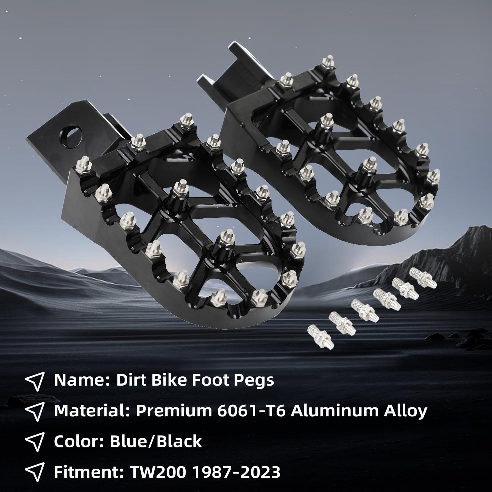 IUVWISN TW200 foot pegs with anti-slip pegs for extra stability on trails.