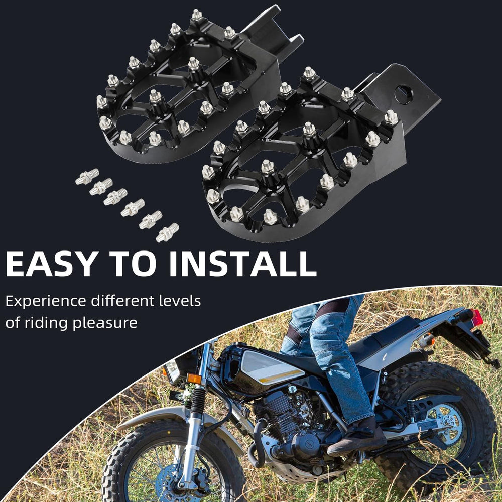 IUVWISN TW200 foot pegs endure wear on rugged terrains.