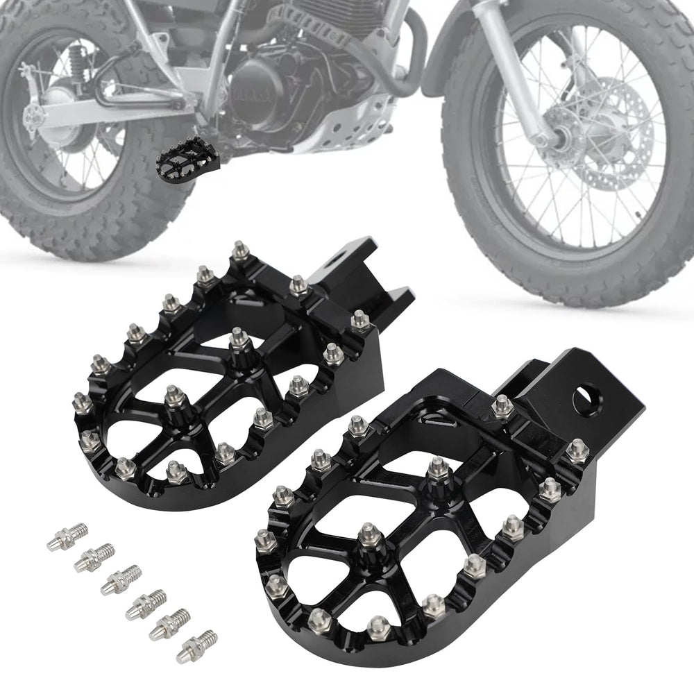 IUVWISN foot pegs for TW200 with wide platform, improved grip and comfort.