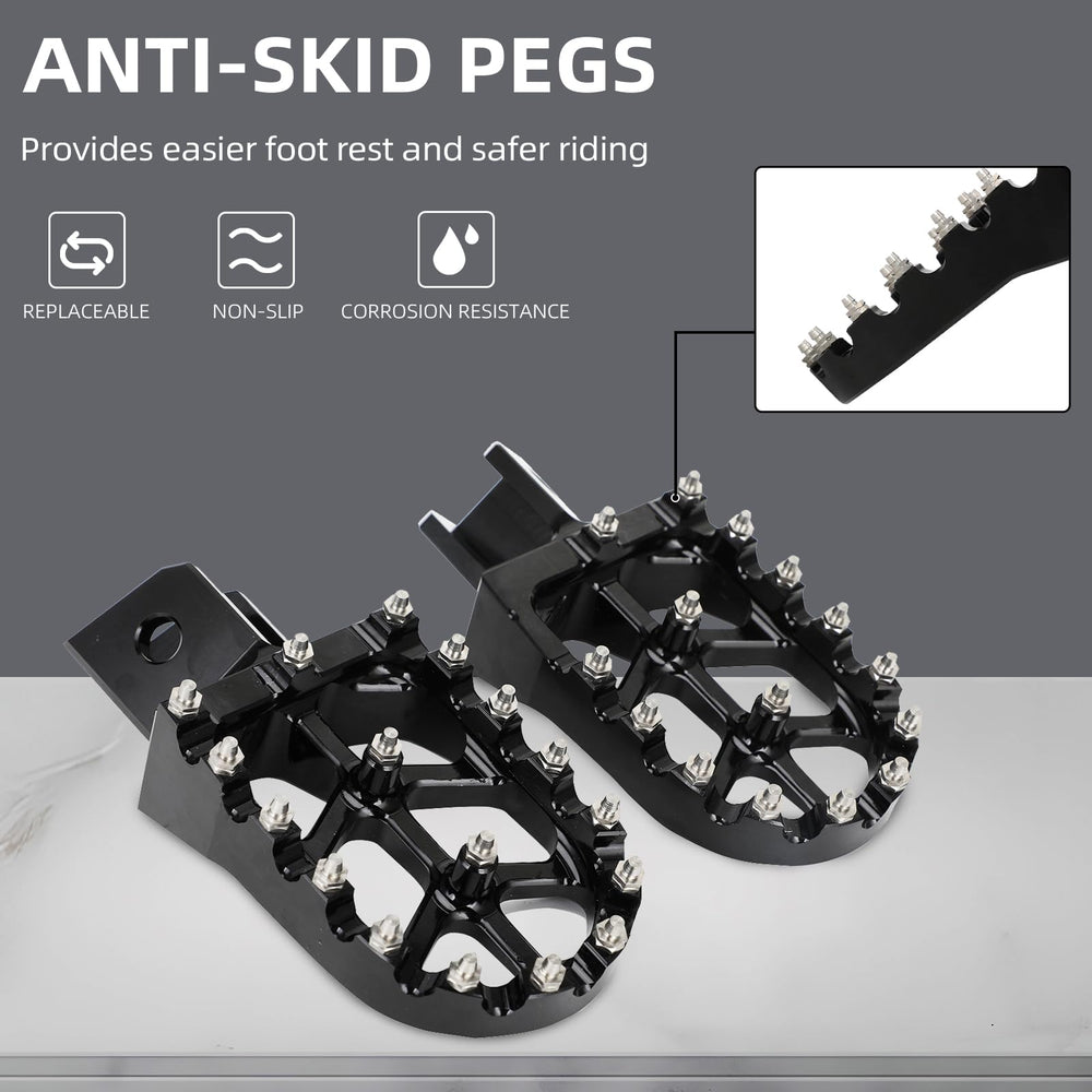 IUVWISN TW200 foot pegs offer wider platform for relaxed riding position.