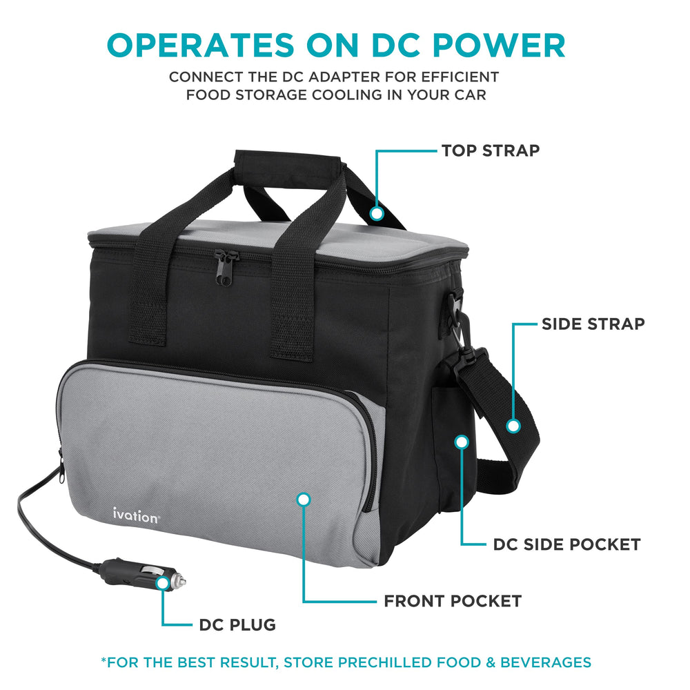 Ivation 15L cooler bag open lid inside for easy access to meals.