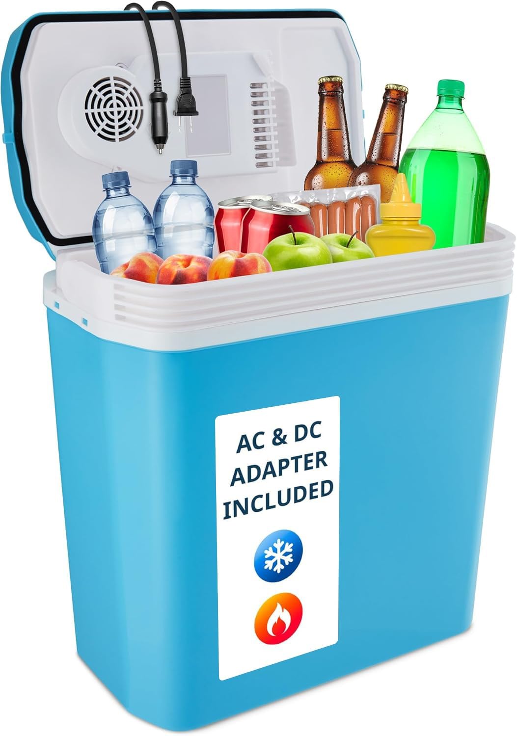 Ivation 24L electric cooler front view, ideal for road trips and picnics.