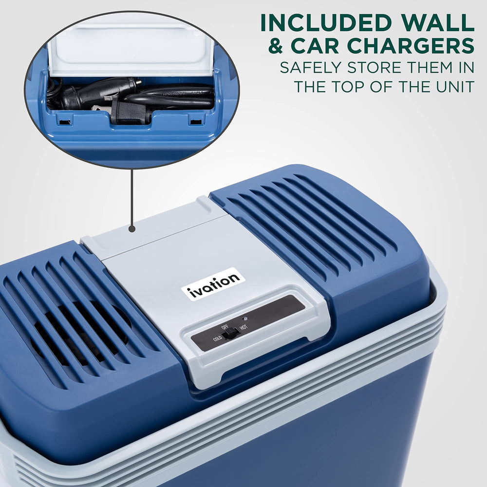 Ivation 24L cooler with hot/cold switch in use.