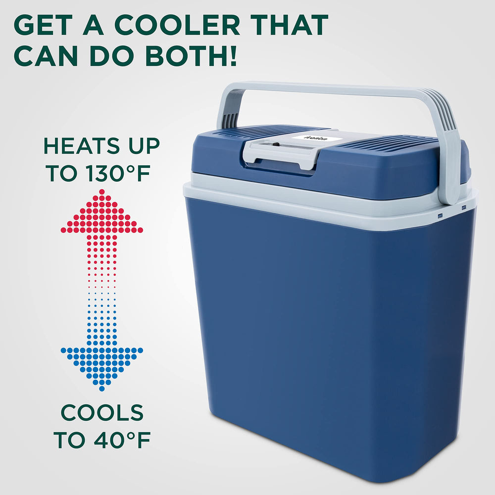 Ivation 24L cooler interior showing spacious compartment for bottles and meals.