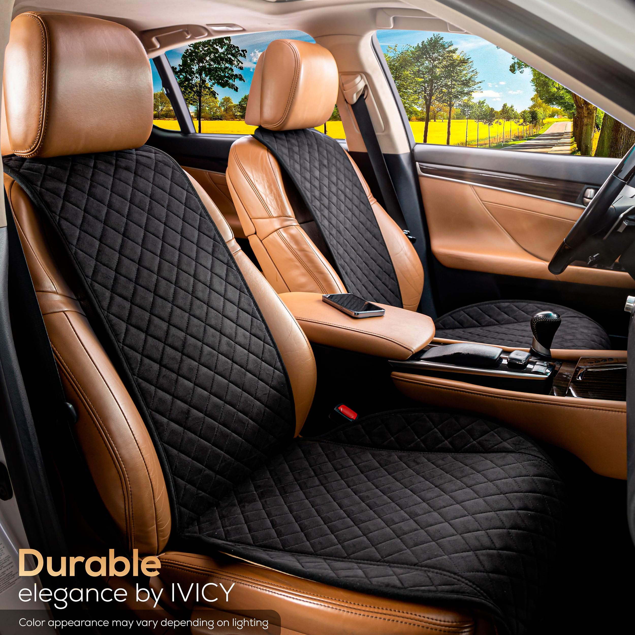IVICY quick-install front seat cover enables easy setup.