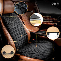 IVICY faux linen front seat cover on passenger side guards against dirt.