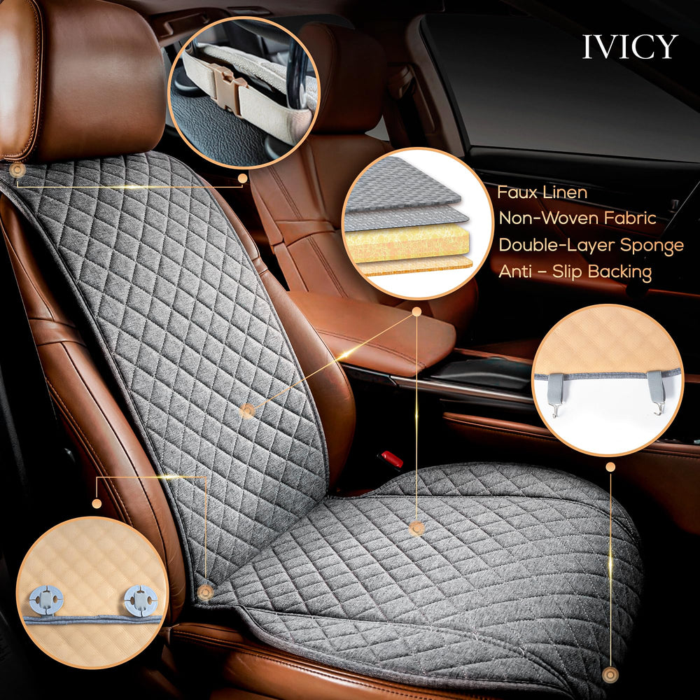 IVICY faux-linen texture closeup shows durable fabric and ergonomic fit