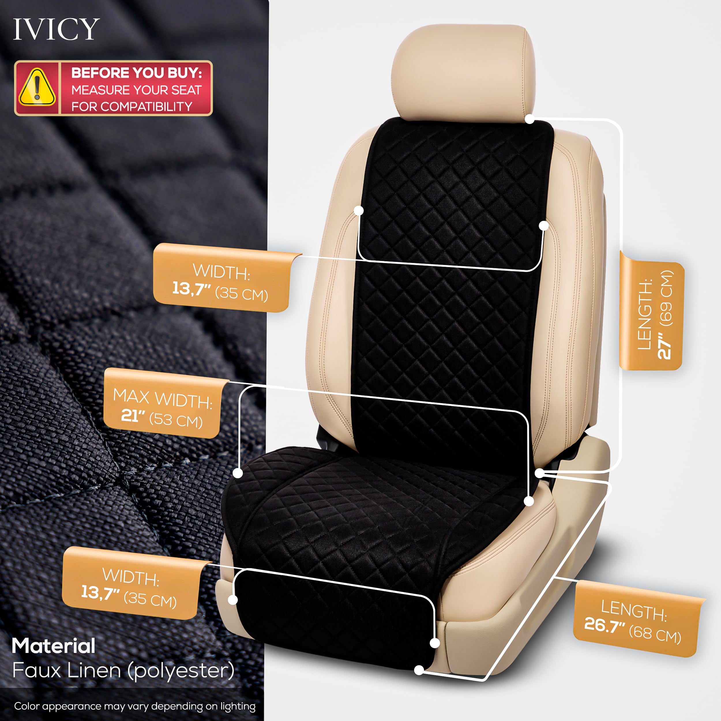 IVICY front seat cover with non-slip backing keeps the cover in place.