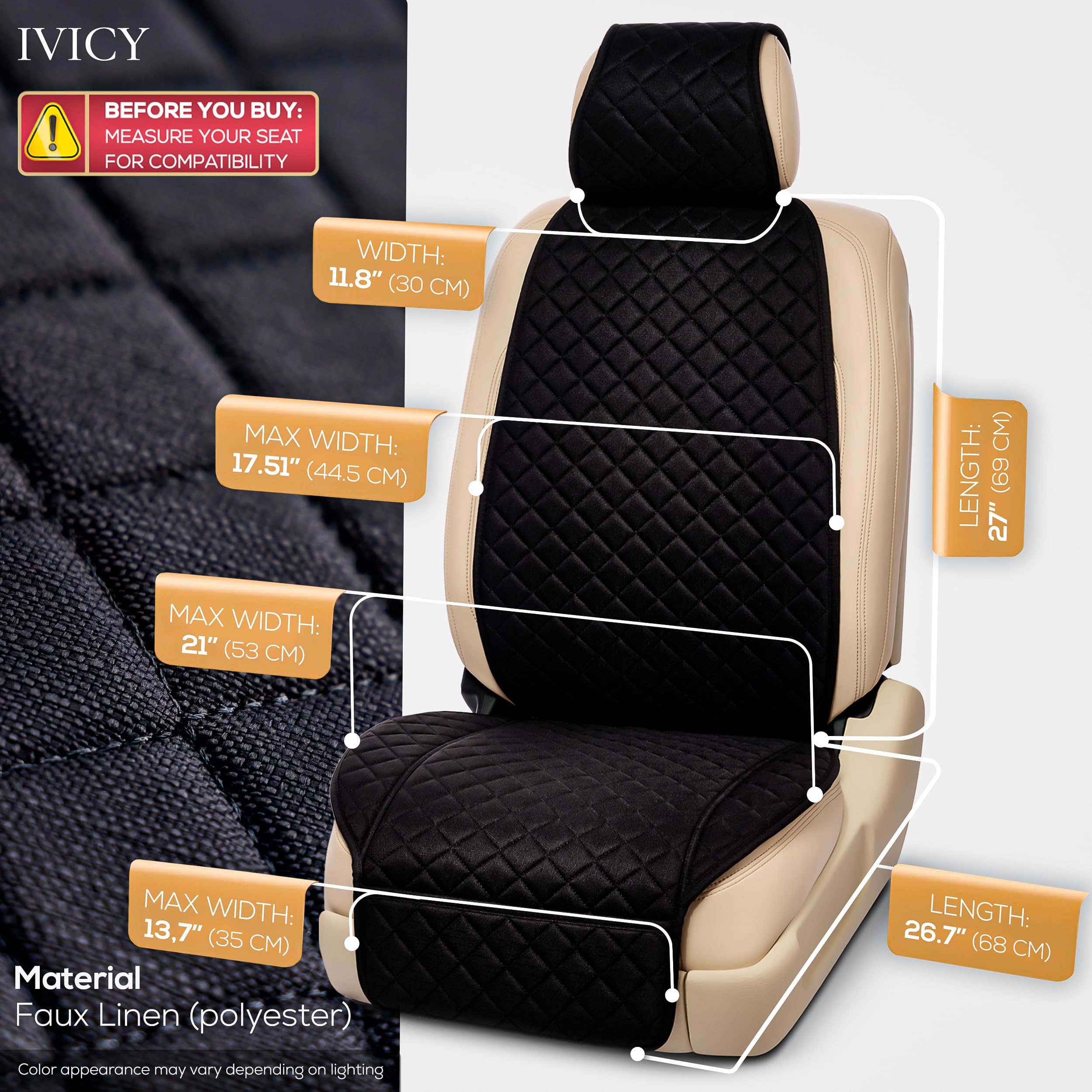IVICY headrest cover included for complete protection and cohesive look.