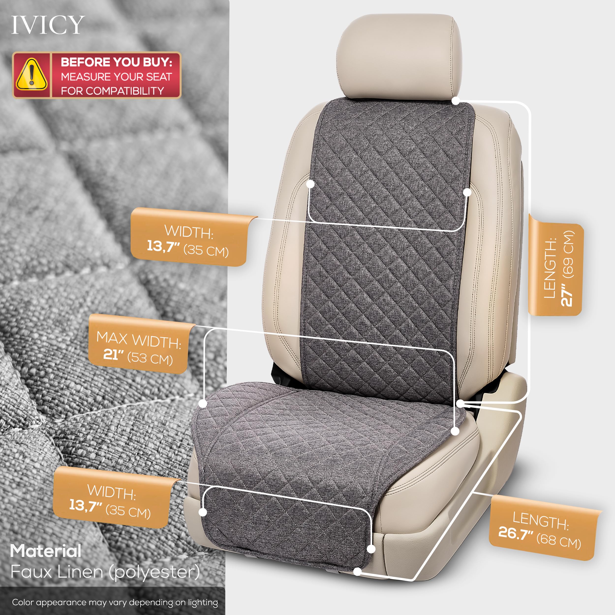 IVICY non-slip backing keeps cover stable during daily driving