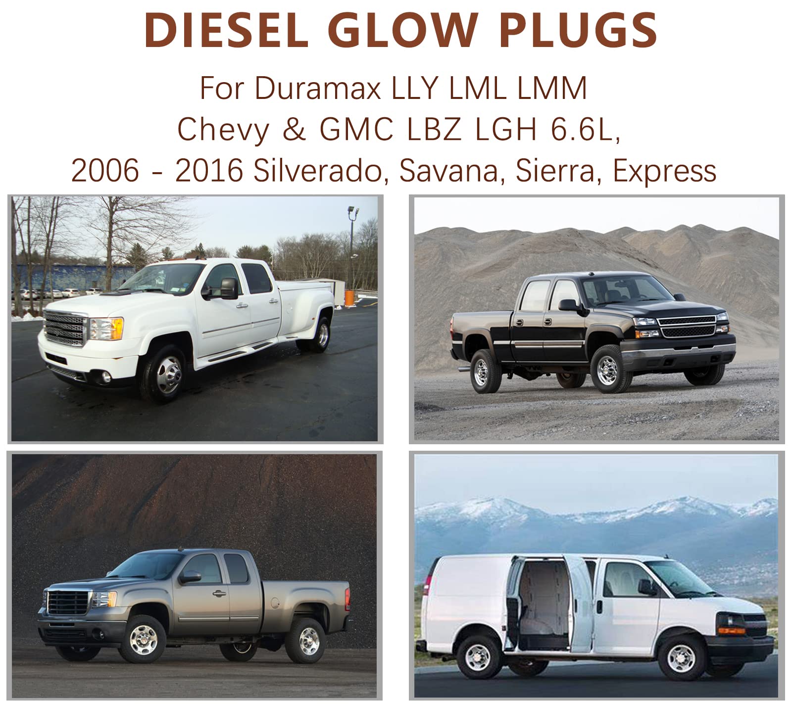 IVONNEY 8-pack glow plug set shown in retail packaging for Duramax.