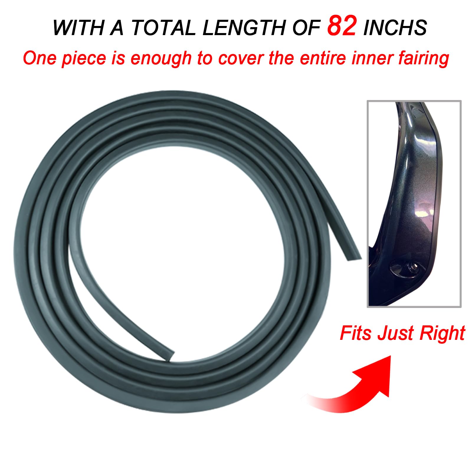 IVWFU batwing rubber seal shown on Harley Touring fairing reduces vibration.