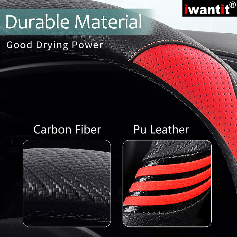 iwantit premium grip steering wheel cover universal fit for 14.5-15 inch wheels