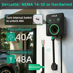 IYILO Level 2 EV Charger displays real-time temperature sensors and safety data