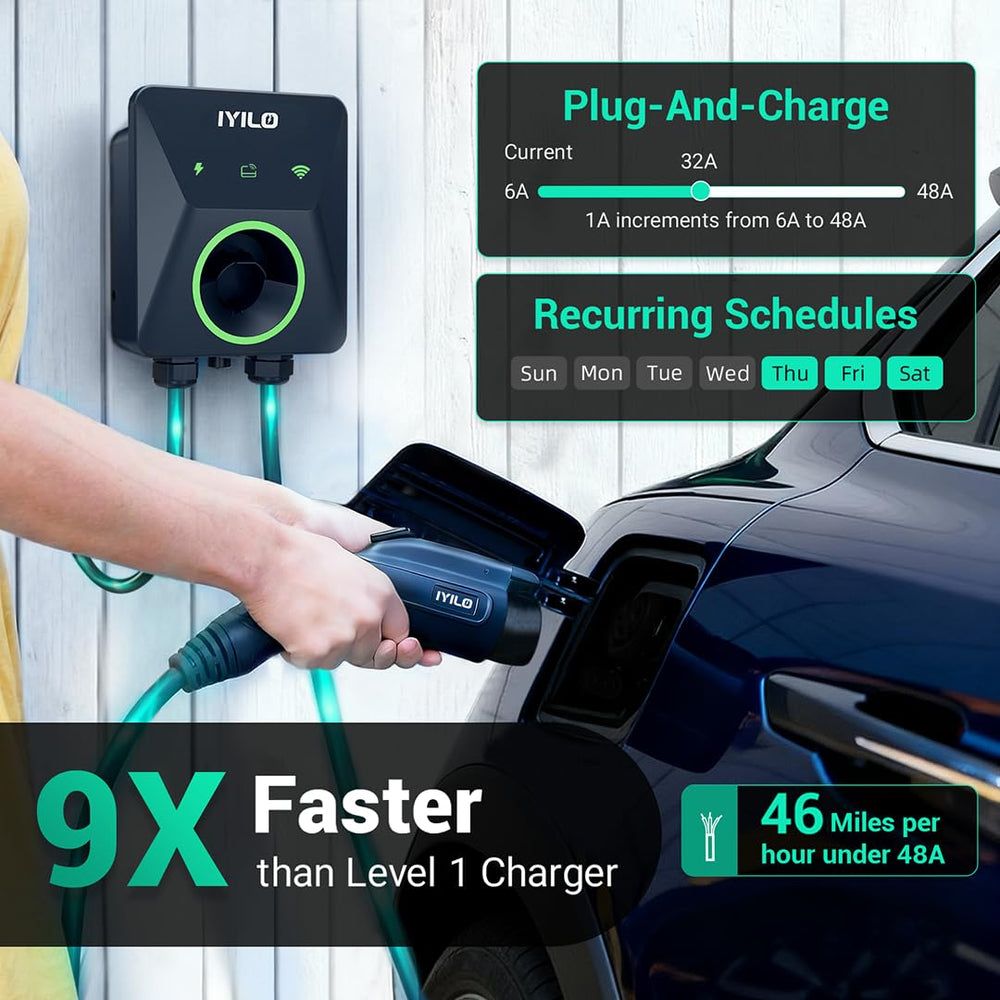 IYILO Level 2 EV Charger wall installation shows secure mounting for your garage.