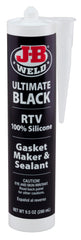 J-B Weld Ultimate Black RTV silicone gasket maker creates durable automotive seals.