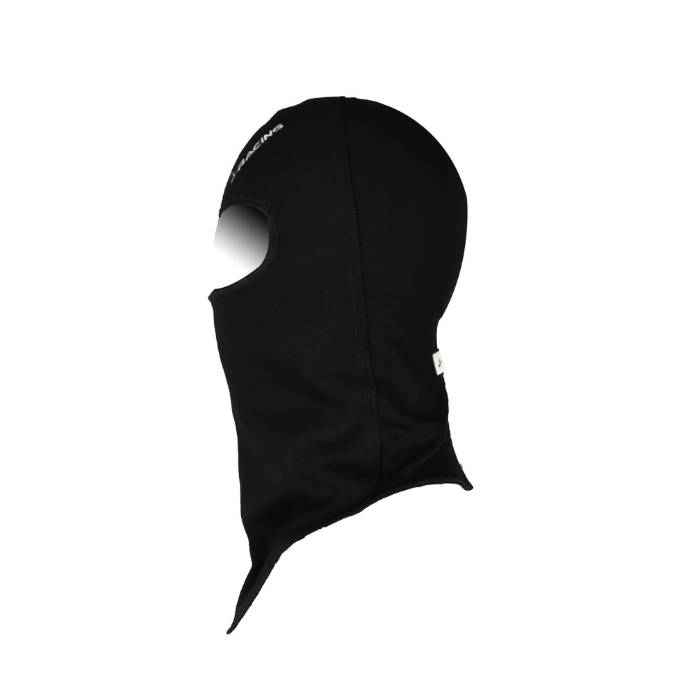J-RACING Balaclava SFI 3.3 certification badge close-up signals trusted fire protection.