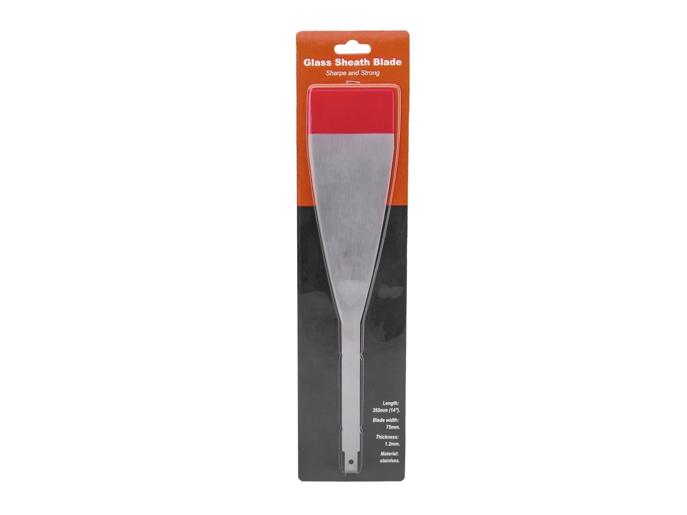 JAAGS windshield cut-out blade front view with front sheath for clean urethane cuts.
