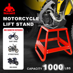 Jack Boss dirt bike stand oil drain hole feature for easy fluid changes