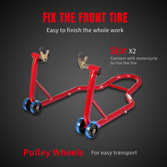 Jack Boss stand with four caster wheels offers smooth mobility.