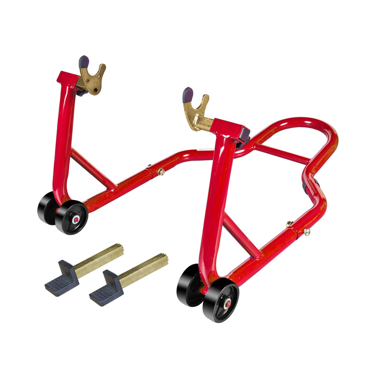 Jack Boss rear wheel lift stand viewed from the front showing sturdy construction