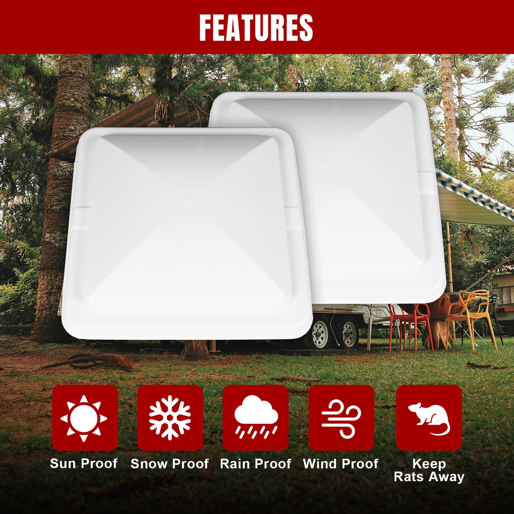 Jack Boss 14x14 vent cover on a camper roof for easy setup