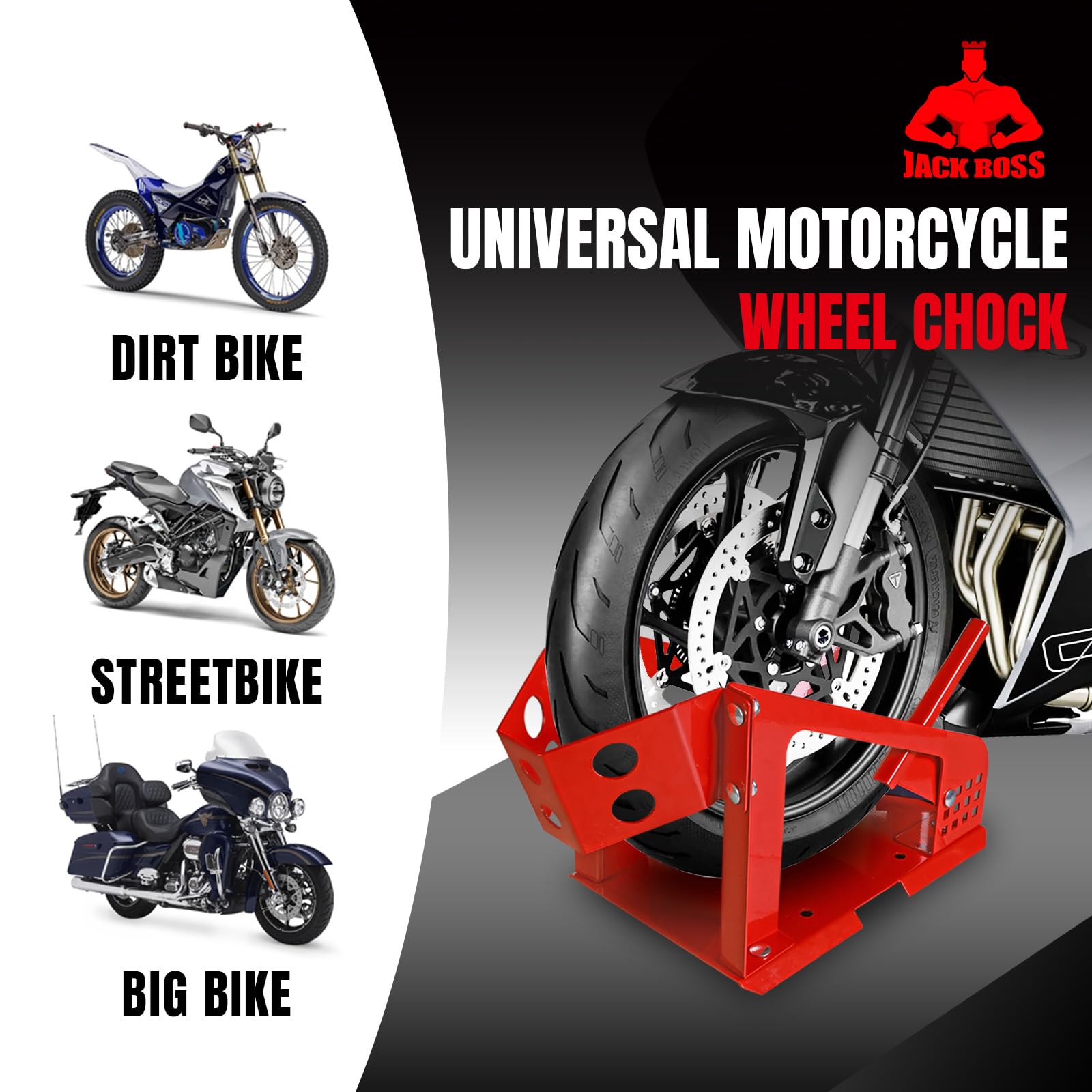 Jack Boss wheel chock floor mount design enables secure transport.