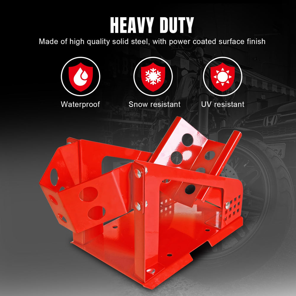 Jack Boss wheel chock travel loops reduce shaking on rough roads.