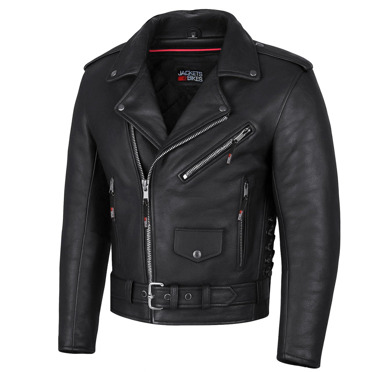 Jackets 4 Bikes ICONIC jacket front view showing classic biker silhouette and durable buffalo leather