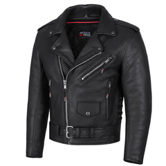 Jackets 4 Bikes ICONIC jacket front view showing classic biker silhouette and durable buffalo leather
