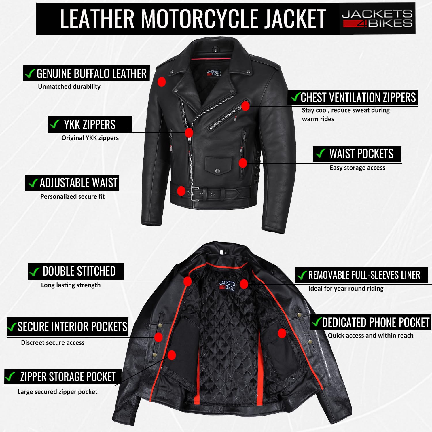 Jackets 4 Bikes ICONIC jacket zipper details highlight durable YKK hardware