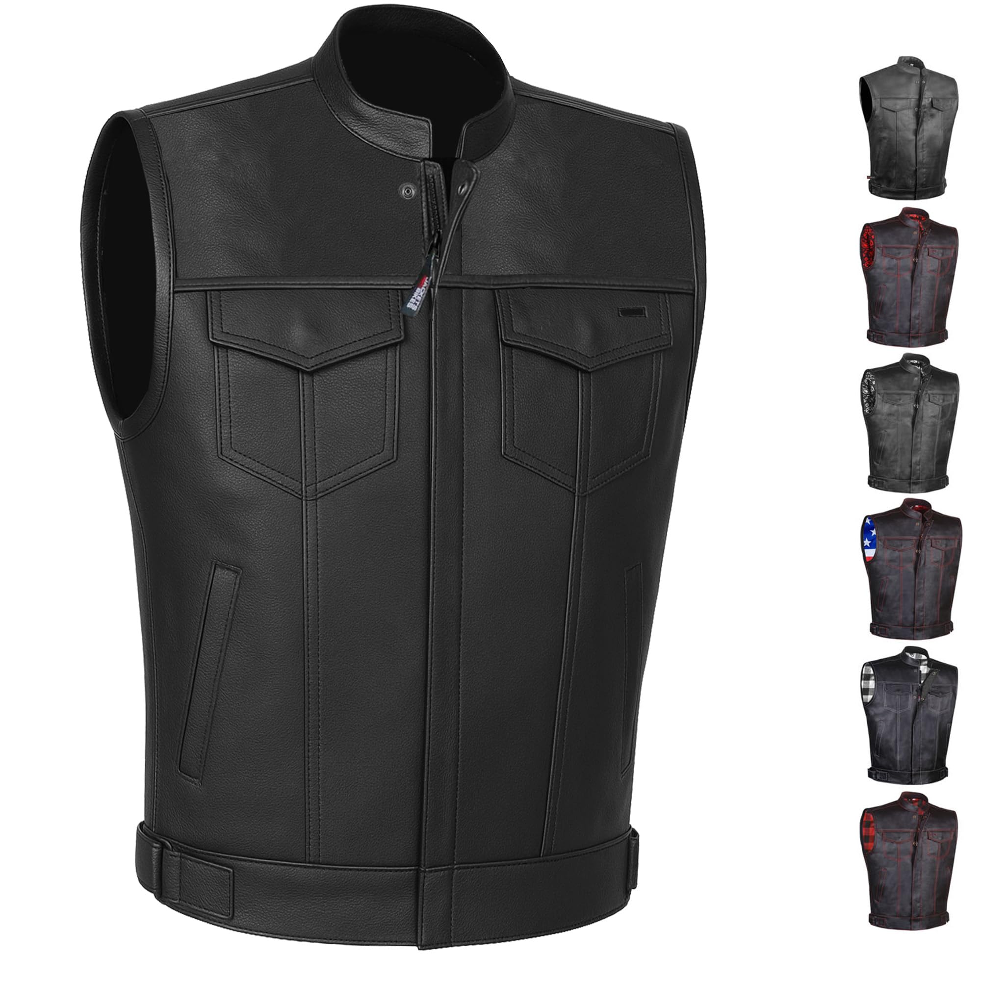 Jackets 4 Bikes SOA vest front view in premium buffalo leather showing durability