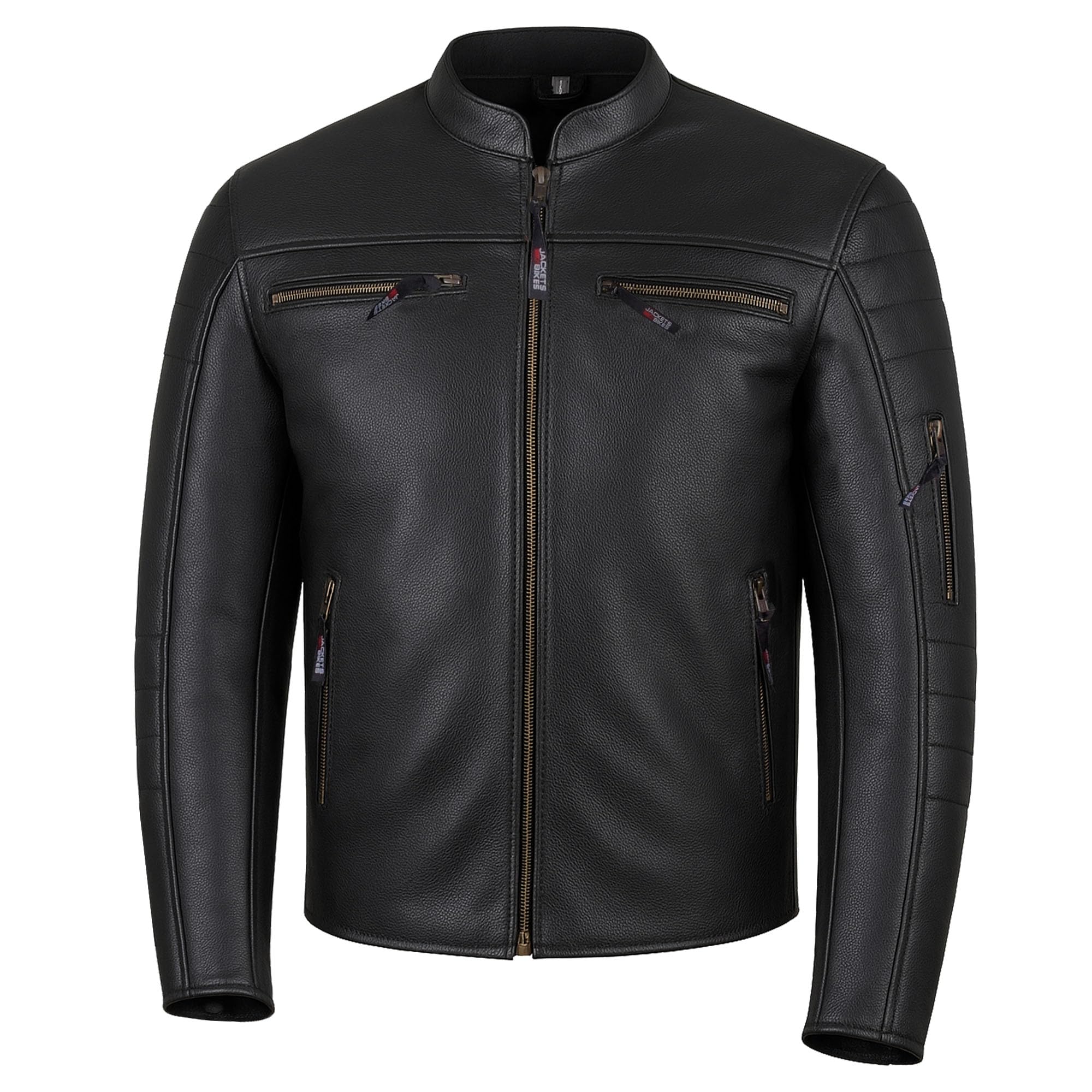 Jackets 4 Bikes Revolt front view in natural buffalo leather for durable daily riding.