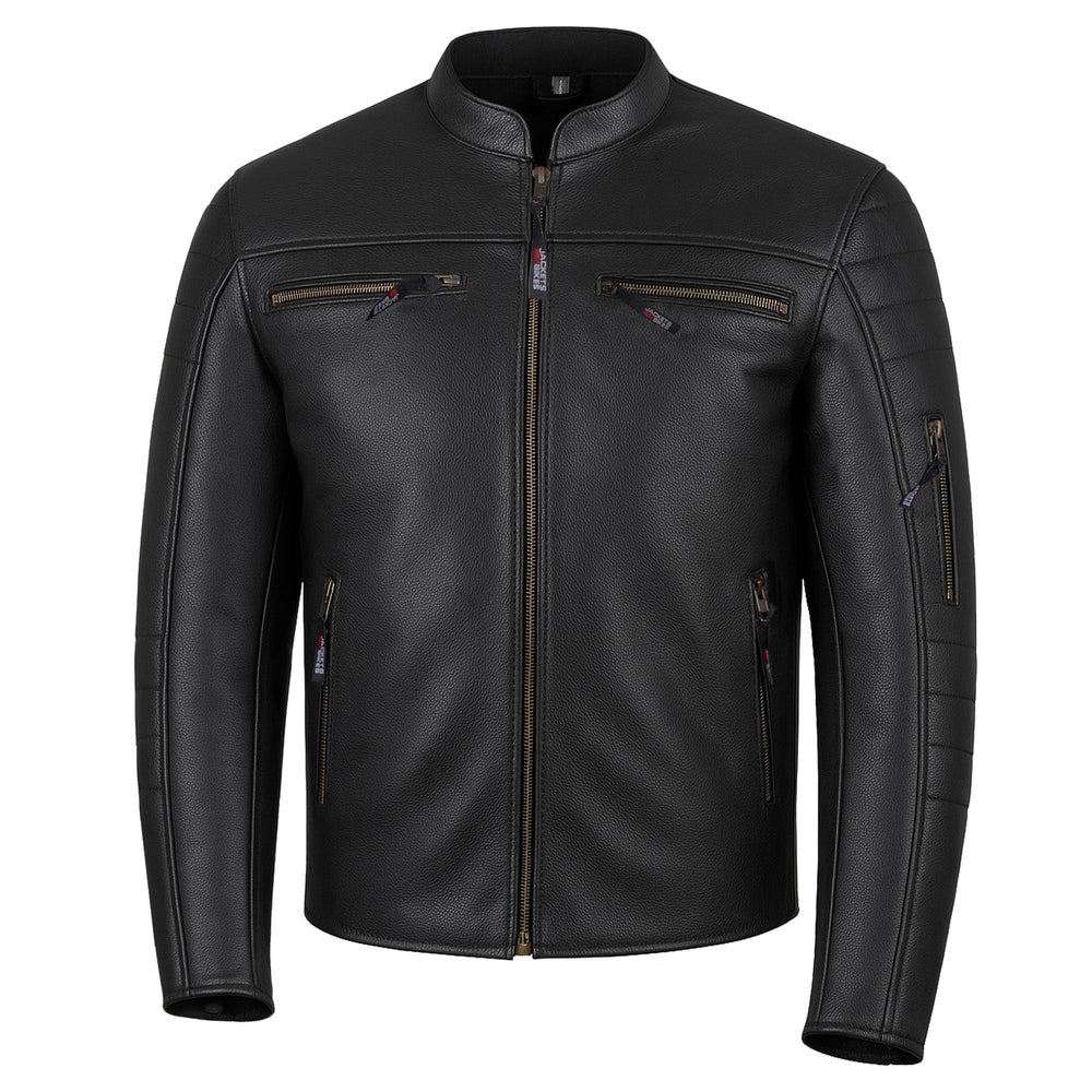 Jackets 4 Bikes Revolt front view in natural buffalo leather for durable daily riding.