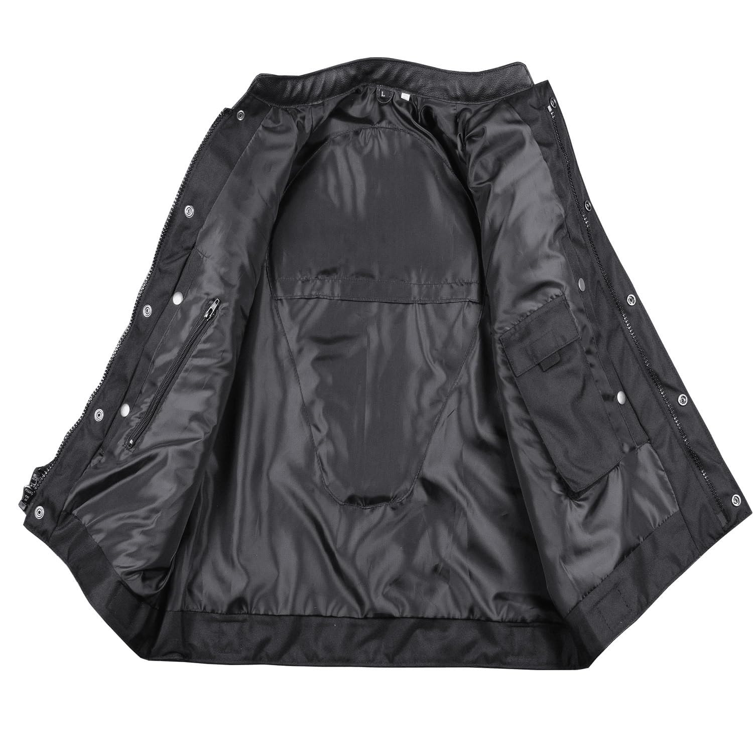 Jackets 4 Bikes SOA vest back view showing space for club patches and customization.