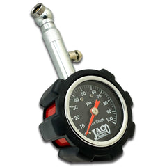 JACO Deluxe Tire Pressure Gauge dial displaying 100 PSI for accurate tire checks