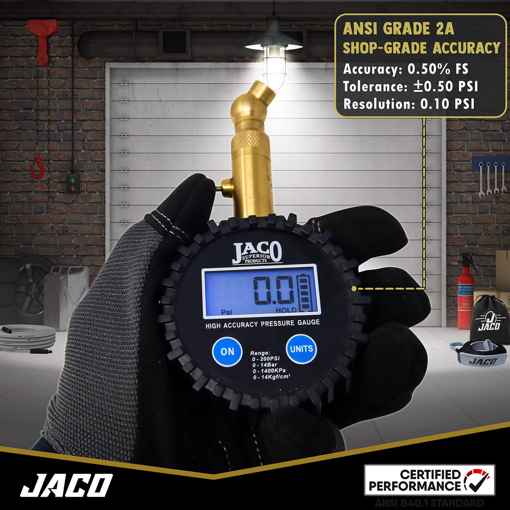 JACO Elite compact, portable design for on-the-go tire checks.