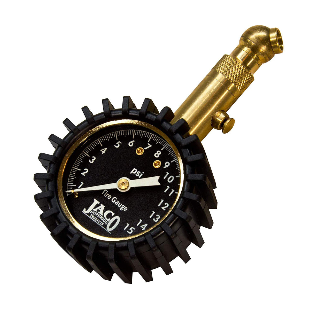 JACO Elite glow dial clearly reads low-pressure tire PSI in dim light.