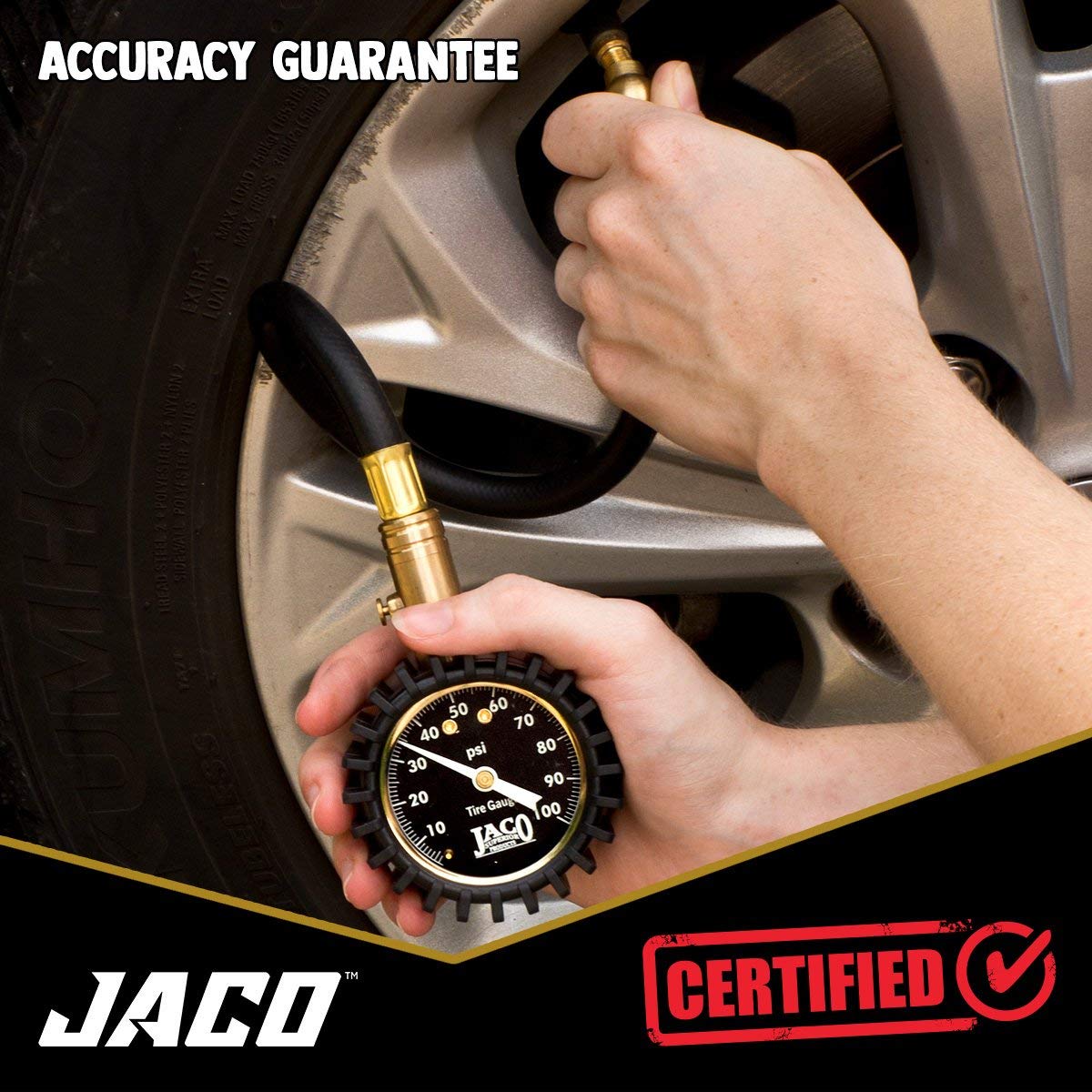 JACO ElitePro gear-style guard protects the gauge during use.