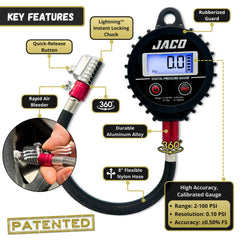 JACO ElitePro-X Lightning Chuck locked onto a valve for airtight seal