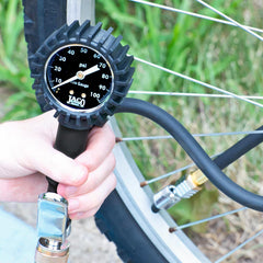 Close-up of FlowPro thumb trigger for easy push-to-inflate control