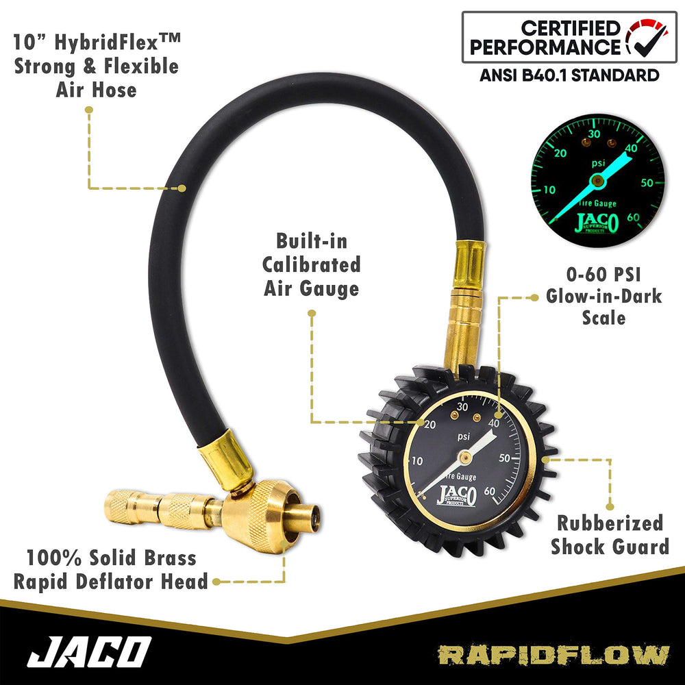 JACO RapidFlow deflator with hose setup ready at the trailhead