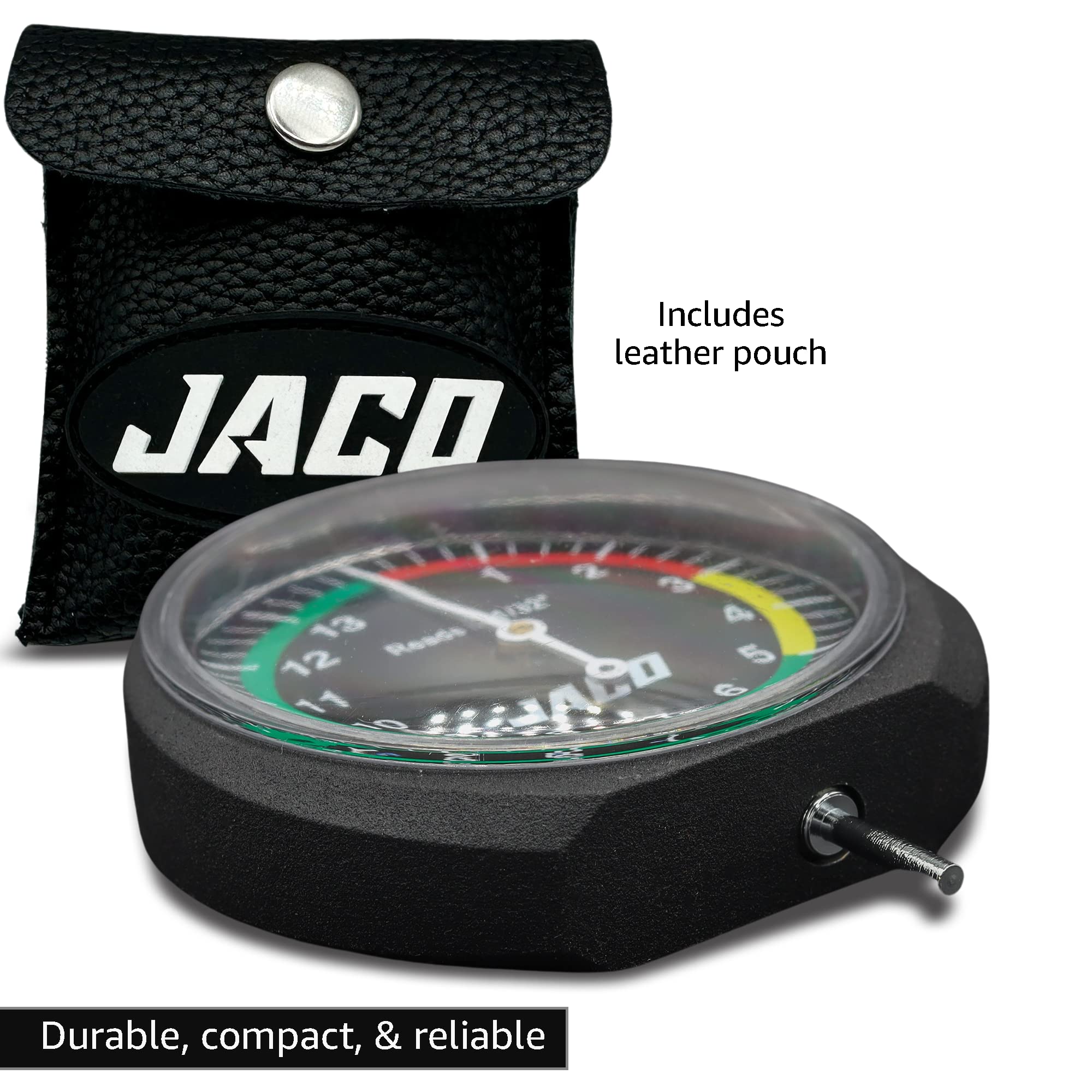 Compact rugged design fits in a pouch for on-the-go checks.