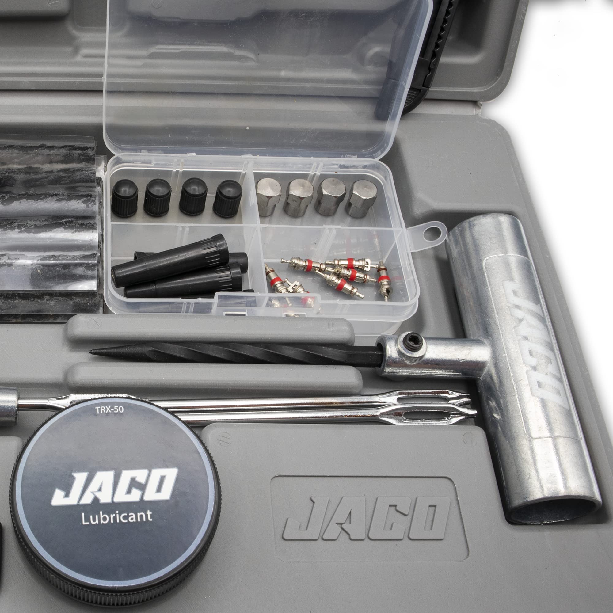 JACO TRX-50 dust caps and valve extenders for maintenance kit.