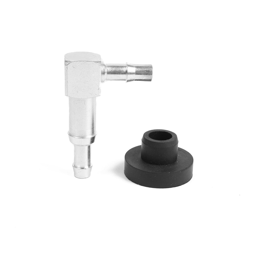 JADSOrBoBi fuel elbow 90-degree fitting for clean routing in custom bikes.
