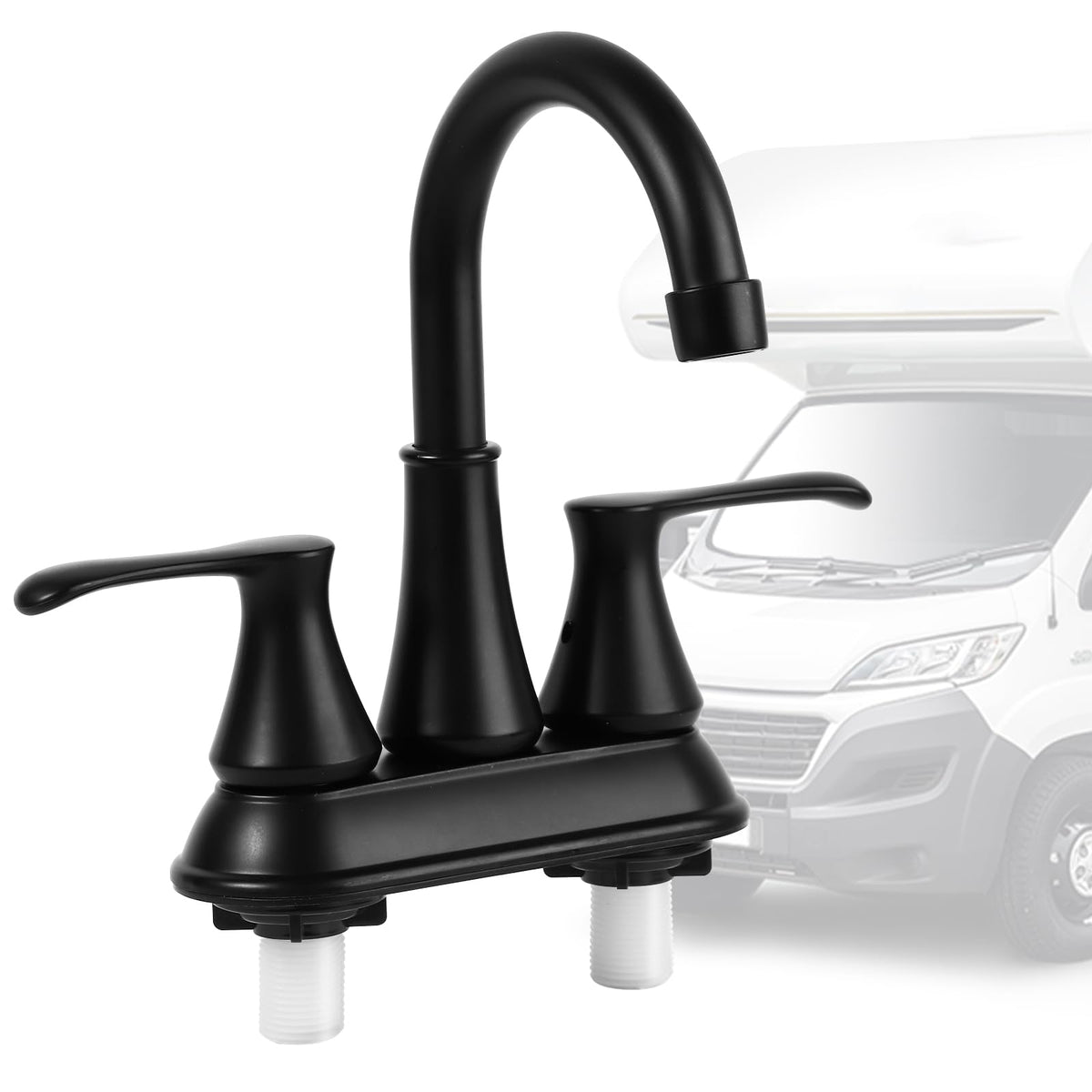 Jakarda 4-inch RV faucet in black, compact and easy to install.