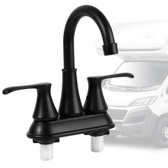 Jakarda 4-inch RV faucet in black, compact and easy to install.
