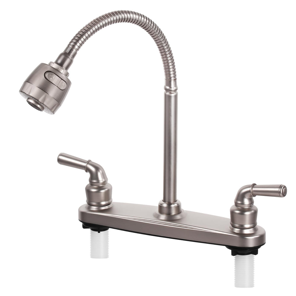 JAKARDA RV Kitchen Faucet with brushed-nickel finish for rust resistance and long-lasting shine.